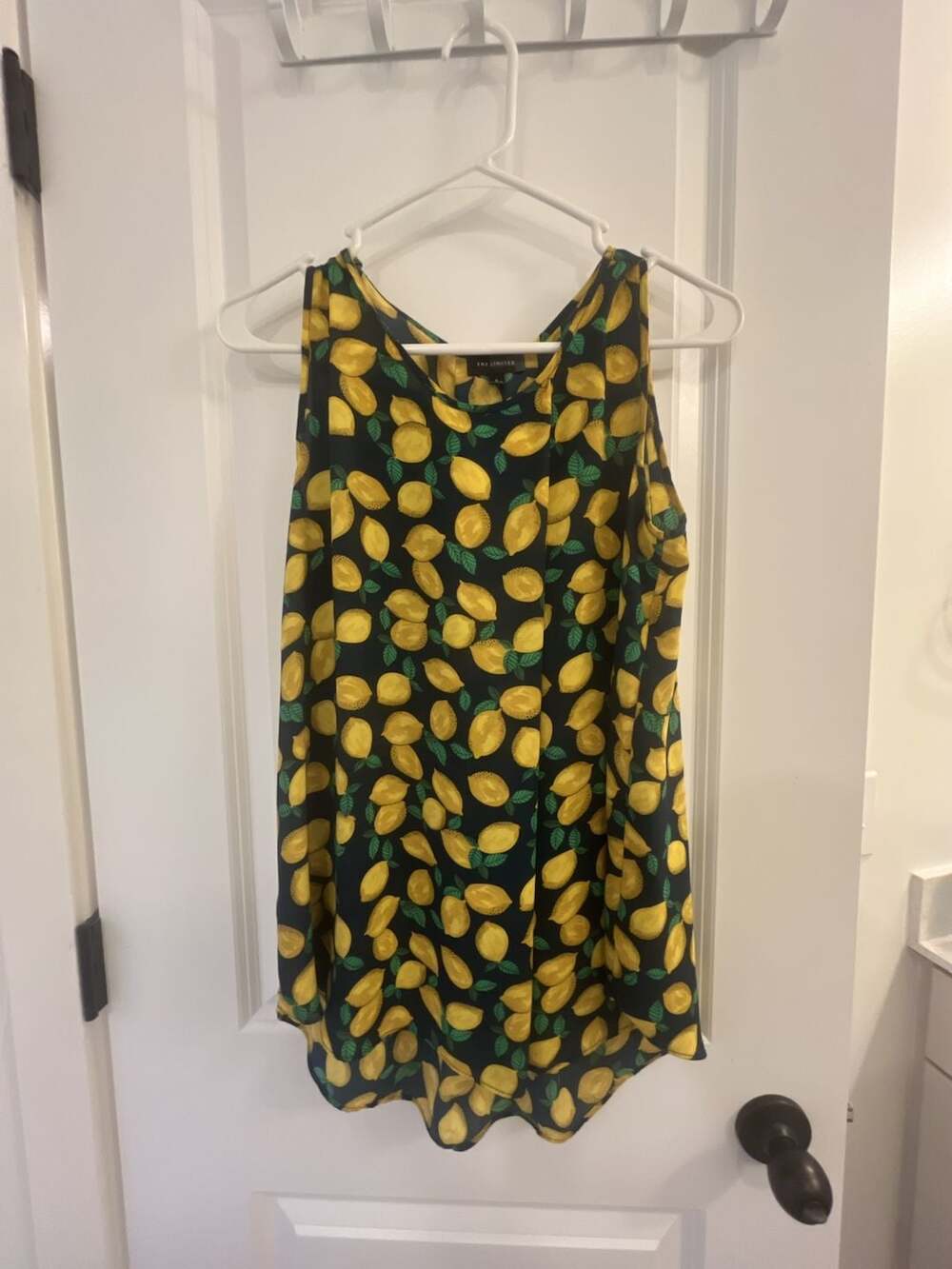 The Limited Lemon Print Sleeveless Draped Tank Top